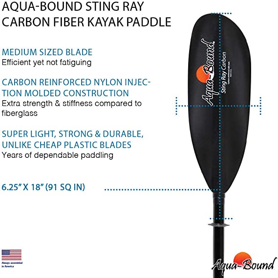 AQUA BOUND Sting Ray Carbon 2-Piece Kayak Paddle